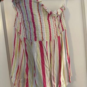 Striped Pink and Green Smocked Top